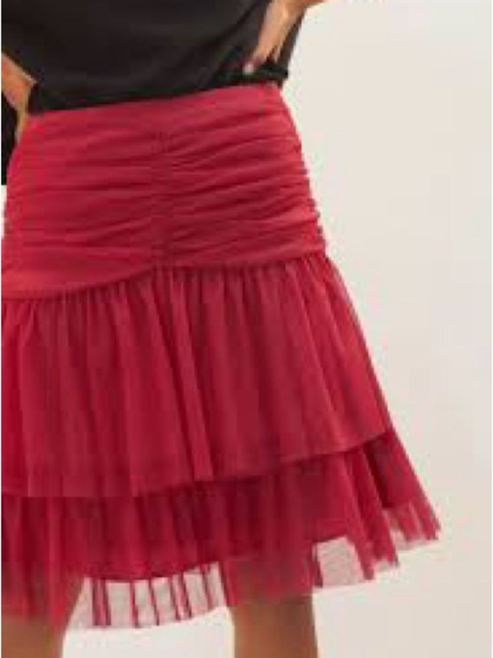 Anthropologie Mave Women's Red Tiered Tulle Skirt 8 - Picture 3 of 6